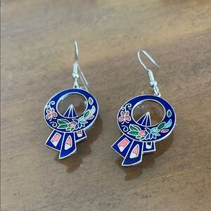 43 Vintage Dangling Enamel Cloisonné Earrings